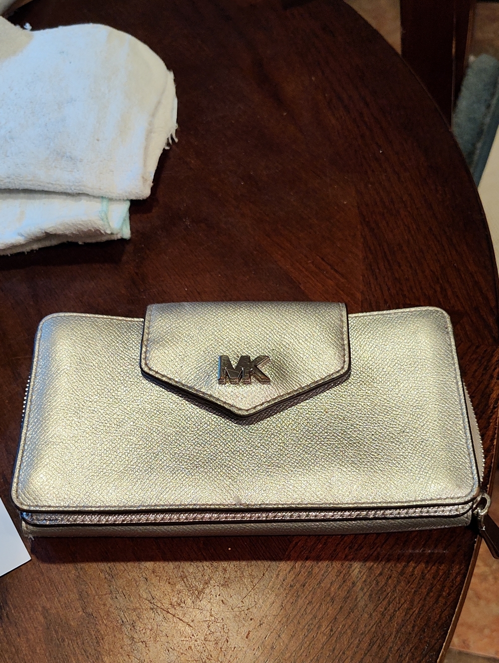 Michael Kors Silver Metallic Envelope-Front Purse Missing Strap